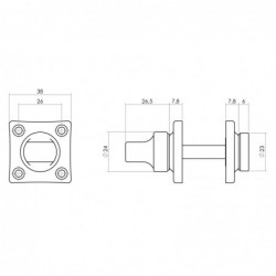 Intersteel Rozet toilet-/badkamersluiting vierkant schroefgat messing getrommeld