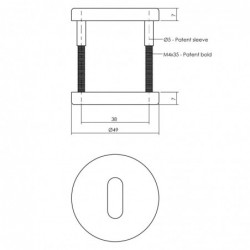 Intersteel Rozet met sleutelgat Ø49x7 mm messing mat titaan PVD