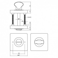 Intersteel Rozet toilet-/badkamersluiting vierkant chroom/nikkel mat