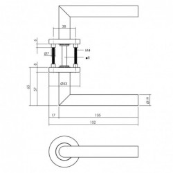 Intersteel Deurkruk Hoek 90° op rozet Ø53x8 mm antracietgrijs