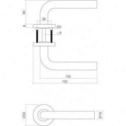 Intersteel Deurbeslag set wc-slot 63/8mm rvs + deurkruk Hoek 90° rvs + wc-sluiting