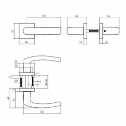 Intersteel Deurkruk Denham op rozet 50x50x10 mm aluminium zwart