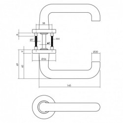 Intersteel Deurkruk Rond op rozet Ø55x8 mm aluminium zwart