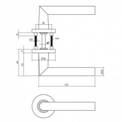 Intersteel Deurkruk Hoek 90° op ronde rozet Ø55x8 mm aluminium zwart