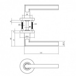 Intersteel Deurkruk Hoek 90°-vlak op rozet Ø55x8 mm aluminium zwart