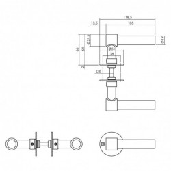 Intersteel Deurkruk L/L-model met rozet 2 mm rvs/zwart