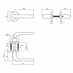 Intersteel Deurbeslag set wc-slot zwart met deurkruk Eucla met rozet zwart