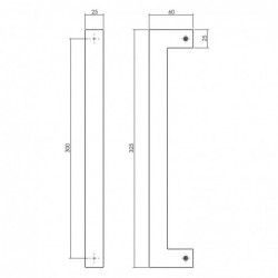 Intersteel Deurgreep Vierkant per stuk 325x60x25 mm mat zwart