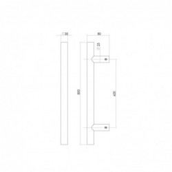 Intersteel Deurgreep per stuk T-vorm 800x80x30 HoH 600 rvs