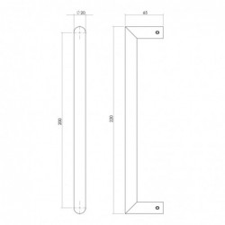 Intersteel Deurgreep per stuk recht-90° 220x65x20 HoH 200 rvs