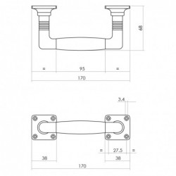 Intersteel Deurgreep Ton Basic 170 mm op vierkant rozet nikkel/ebbenhout