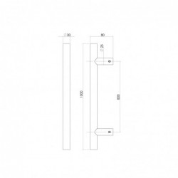 Intersteel Deurgreep per stuk T-vorm 1000x80x30 HoH 800 rvs