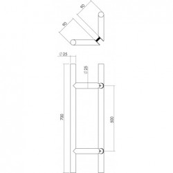 Intersteel Deurgrepen per paar T-schuin 700x85x25 HoH 500 rvs