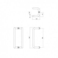 Intersteel Deurgrepen per paar D-model 630x75x30 HoH 600 rvs