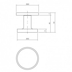 Intersteel Voordeurknop rond Ø55 mm éénzijdige montage aluminium zwart