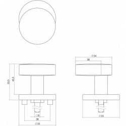 Intersteel Knop rond verkropt rvs geborsteld