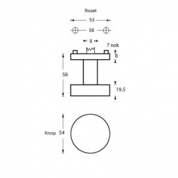 Intersteel Knop rond centraal rvs geborsteld