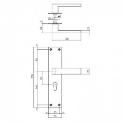 Intersteel Deurkruk Amsterdam met schild 250x55x2mm profielcilindergat 55mm zwart