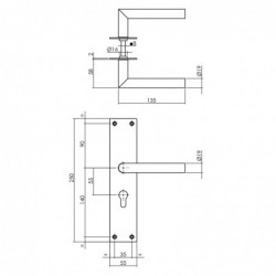 Intersteel Deurkruk Jura met schild 250x55x2mm profielcilindergat 55mm zwart