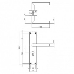 Intersteel Deurkruk Jura met schild 250x55x2mm profielcilindergat 72mm zwart