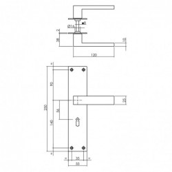 Intersteel Deurkruk Amsterdam met schild 250x55x2mm sleutelgat 56mm rvs geborsteld