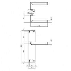 Intersteel Deurkruk Jura met schild 250x55x2mm blind zwart