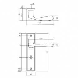 Intersteel Deurkruk Banaan met schild 181x41x7mm WC63/8mm mat zwart