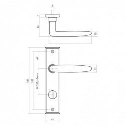 Intersteel Deurkruk Sophie met schild 181x41x7mm WC63/8mm mat zwart