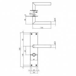 Intersteel Deurkruk Jura met schild 250x55x2mm WC63/8 zwart