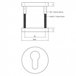 Intersteel Rozet met profielcilindergat Ø49x7 mm mat zwart