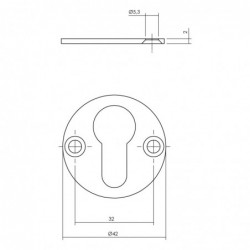 Intersteel Rozet met profielcilinder Ø42x2 mm rvs geborsteld