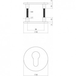 Intersteel Magneet rozet rond met profielcilindergat rvs geborsteld