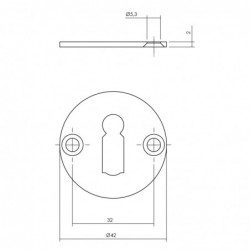 Intersteel Rozet met sleutelgat Ø42x2 mm rvs geborsteld