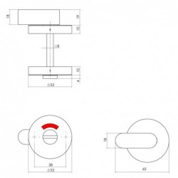 Intersteel Rozet toilet-/badkamersluiting comfortknop rond verdekt rvs mat zwart