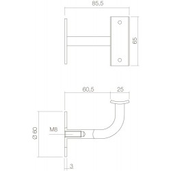 Intersteel Leuninghouder gebogen vierkant hol zadel zwart