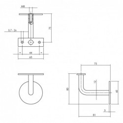 Intersteel Leuninghouder gebogen vlak zadel rvs geborsteld