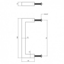 Intersteel Meubelgreep vierkant 108 mm zwart