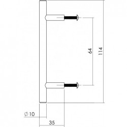 Intersteel Meubelgreep Ø10 mm lengte 114 mm rvs geborsteld