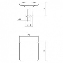 Intersteel Meubelknop vierkant 26 x 26 mm mat zwart
