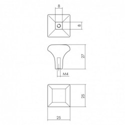 Intersteel Meubelknop vierkant 25 x 25 mm mat zwart
