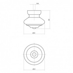 Intersteel Knop 23/30mm punt/klein essenhout