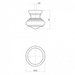 Intersteel Knop 25/38mm paddestoel/rand essenhout