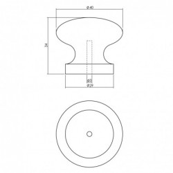 Intersteel Knop 40 mm grenenhout