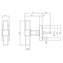 Intersteel Raamkruk T-vorm Recht rvs geborsteld