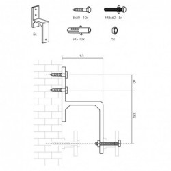 Intersteel Set van 5 wandsteunen voor dubbele schuifdeuren mat zwart