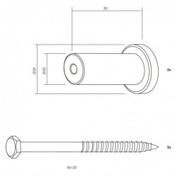 Intersteel Set van 5 verlengde ronde steunen 50mm tbv rail schuifdeursysteem mat zwart