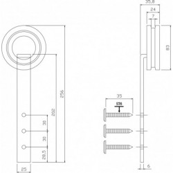 Intersteel Set van 2 hangrollen Modern 255 mm mat zwart