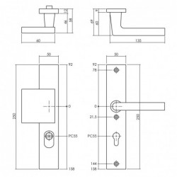 Intersteel Veiligheidsbeslag met kerntrekbeveiliging SKG*** PC 55mm rechthoekig voordeurbeslag zwart