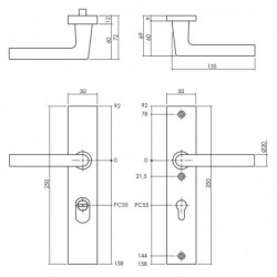 Intersteel Veiligheidsbeslag met kerntrekbeveiliging SKG*** PC 55mm rechthoekig achterdeurbeslag zwart