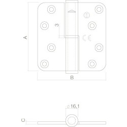 Intersteel Kogelstift paumelle DIN rechts rvs geborsteld